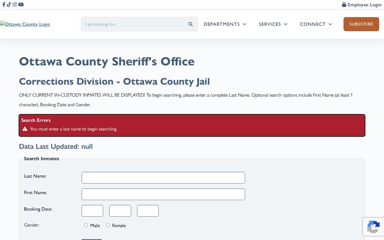 Ottawa County arrest history current-custody inmate lookup