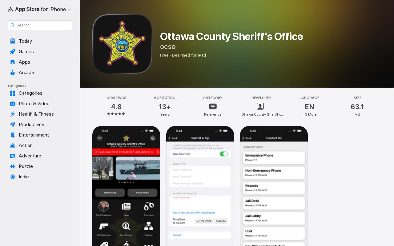 Ottawa County arrest history Sheriff mobile app listing