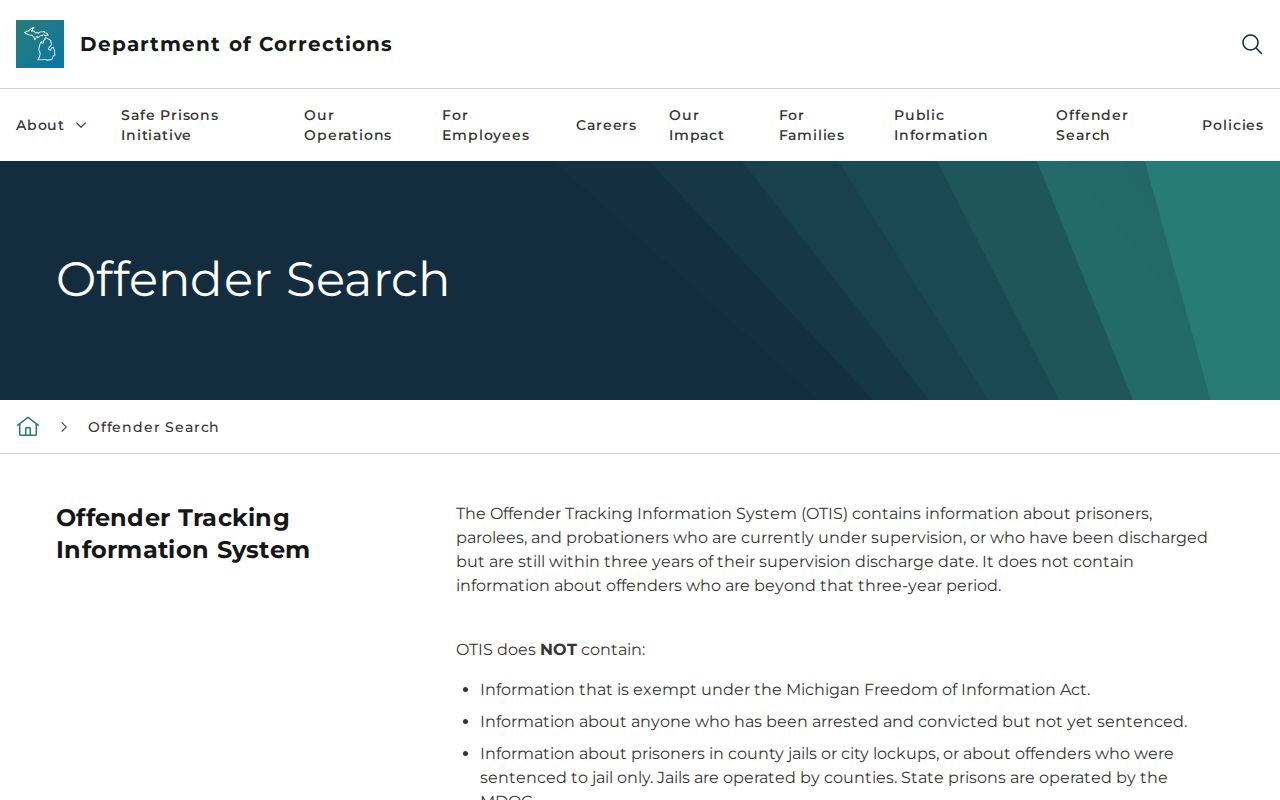 Ottawa County criminal history search through Michigan OTIS
