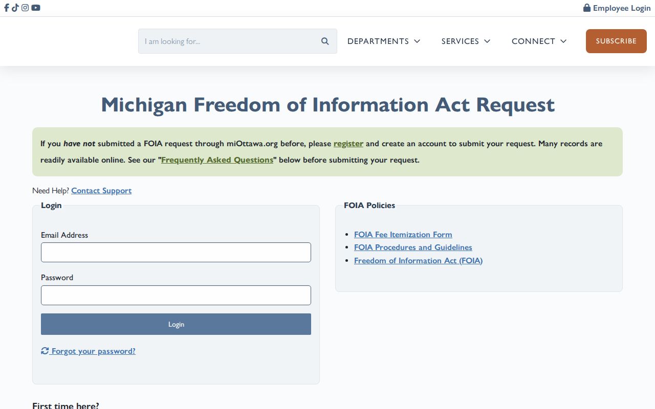 Ottawa County criminal records FOIA request center